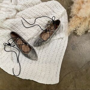 Faux Snake Skin Ballerina Flats